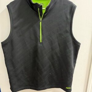 Slazenger Mens Golf‎ Vest Large Black Lime Green Quarter Zip Fleece Lined